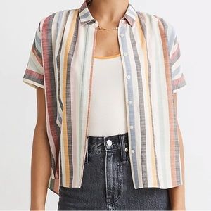 MADEWELL hilltop shirt in rainbow stripe